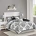 Intelligent Design Senna Comforter Set King/Cal King Size - Black/Gray, Damask – 5 Piece Bed Sets – Ultra Soft Microfiber - All Season Comforter Set Bedding