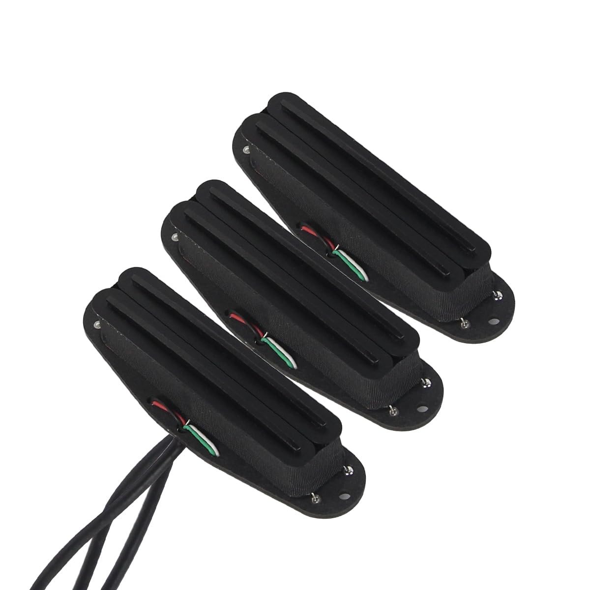 FLEOR Alnico 5 Hot Rail Humbucker Single-Coil-Sized Pickup Neck+Middle+Bridge Pickup Set, Full Black