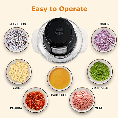 Electric Food Chopper, Bonsenkitchen Food Processors with 1L Glass Bowl