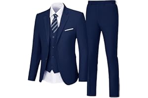 AOWDOY Men's Suit 3 Piece Wedding Suits 2 Buttons Slim Fit Tuxedo Set for Men Prom Casual Business Man Jacket Blazer Vest Pant
