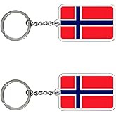 FHZJKJX 2 Pack Norway Flag Keychain Norwegian Key Ring-(Norway)