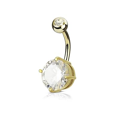 beyoutifulthings Bauch-nabelpiercing 1,6mm 8mm Kugel 5mm Nabel-Piercing Edelstahl Chirurgenstahl Bananabell Zirkonia Gold Sil