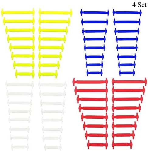 JZTRADING Elastic Laces Running Shoe Laces Accessories Flat Women Men Shoelaces No Tie Shoelaces Silicone Shoelaces (4 Set, Adult)