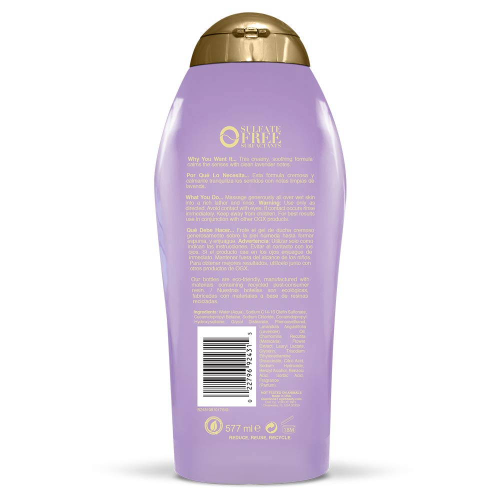 OGX Calming & Reviving + Lavender Essential Oil Body Wash, 19.5 Ounces: Beauty