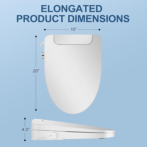 IYTATA ELECTRIC BIDET TOILET SEAT, ELONGATED, WARM WATER WITH AIR DRYER, HEATED SEAT AND SLOW CLOSE LID, FRONT AND REAR WASH, LED NIGHTLIGHT, WIRELESS REMOTE, WHITE, 101