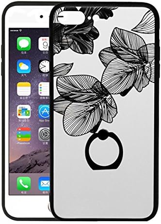 iPhone 7 Plus Finger Ring Stand case, CROSSTREE 3D Relief Sculpture Shockproof Ultra Thin TPU and Hard PC Back Case Cover With 360 Rotating Ring Grip/Stand Holder for iPhone 7Plus (Leaves)