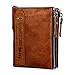 Mens Wallet, Minimalist Vintage Cowhide Leather Wallet With Coin Zipper Pocket (Brown)