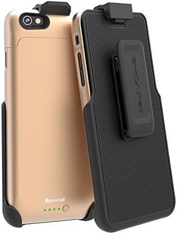 iPhone 6S Battery Case &amp; Belt Clip Holster, (Apple MFI Certified) Slim Extended Power Charging Case (By PowerSuit)