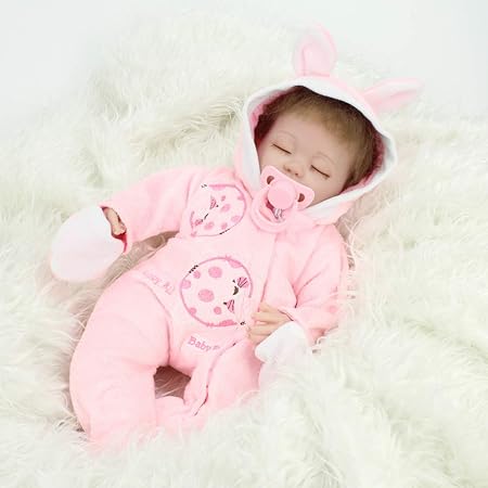 Amazon リベビードールソフフフフフトシリコン18インチ45 Cmマグネットラブリーリアルのかわいい男の子の女の子のおもちゃのピンク のドレス人形reborn赤ちゃんの目を閉じた人形 抱き人形 おもちゃ
