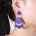 ELEARD Beaded Earrings Elegant Soriee Dangle Bead Disc Bead 3 Ball Dangle Ear Drop Bead Tassel Earrings for Women Royal Blue