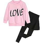 Little Girls Outfits Clothes Toddler Long Sleeve Heart Print Hoodie Shirts Top + Leggings Kids Clothing Set