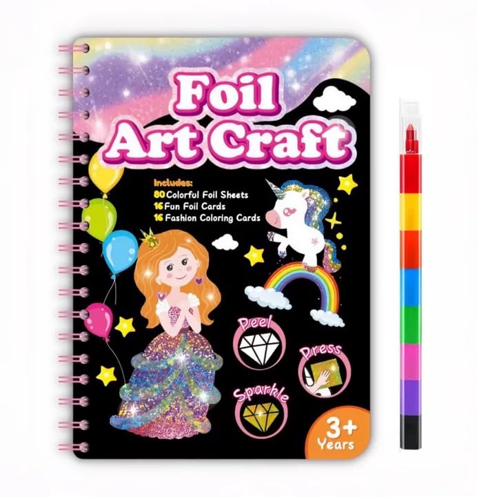 SiumPklay Foil Art for Kids - Foil Craft Book Art and Craft for Kids, DIY Painting Creative Activity Gifts for 4-10 Year Old Girls