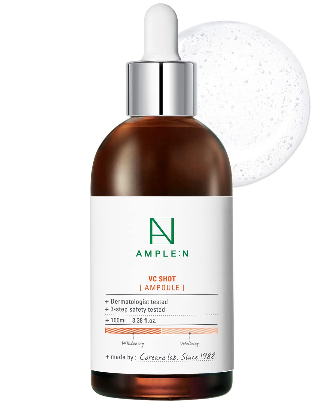 CORÉANA AMPLE:N VC Shot Ampoule 3.38 fl. oz. (100ml) - Anti Aging Skin Clearing Facial Serum, Reduce Fine Lines, Sun Damage, For Dark Spots, Radiant Skin, Even and Tone Skin