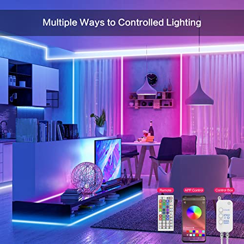 Jadisi Led Lights for Bedroom 65.6ft, Music Sync RGB Lights Strip Color Changing with App Remote