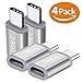 Snowkids USB Type C Adapter,USB-C to Micro USB Adapter, Convert Connector with 56kΩ Resistor Fast Charger for MacBook Pro,Google Pixel XL, LG G5 V20, Nexus 5X 6P,OnePlus 2 and More(4PACK,Silver)