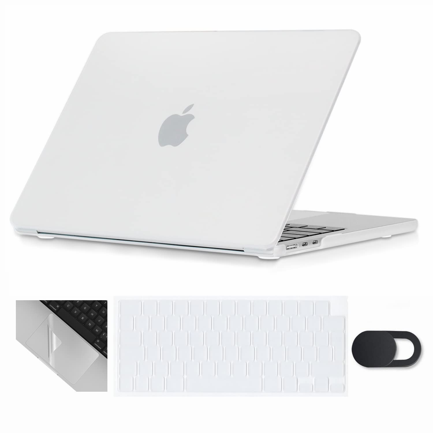 Se7enline Compatible with 15 inch MacBook Air Case 2025 2024 2023 M4 M3 M2 A2941/A3114/A3241 Matte Laptop Hard Shell Case with Keyboard Protective Cover & Webcam Cover & Trackpad Protector,Transparent