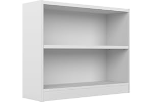 BUSH BUSINESS FURNITURE Bush Furniture Universal Small 2 Shelf Bookcase in White, Low Storage and Display Bookshelf for Home Office or Living Room Organization