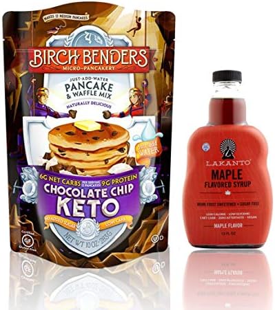 Birch Benders Keto Chocolate Chip Pancake & Waffle Mix With Bonus Lakanto Maple Flavored Syrup