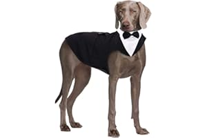 QBLEEV Dog Tuxedo for Large Dogs, Dog Suit and Bandana Set, Dog Christmas Tuxedos, Formal Wedding Attire Shirt with Detachable Bow Ties Collar, Dog Outfit Pet Costumes for Birthday Party Cosplay L