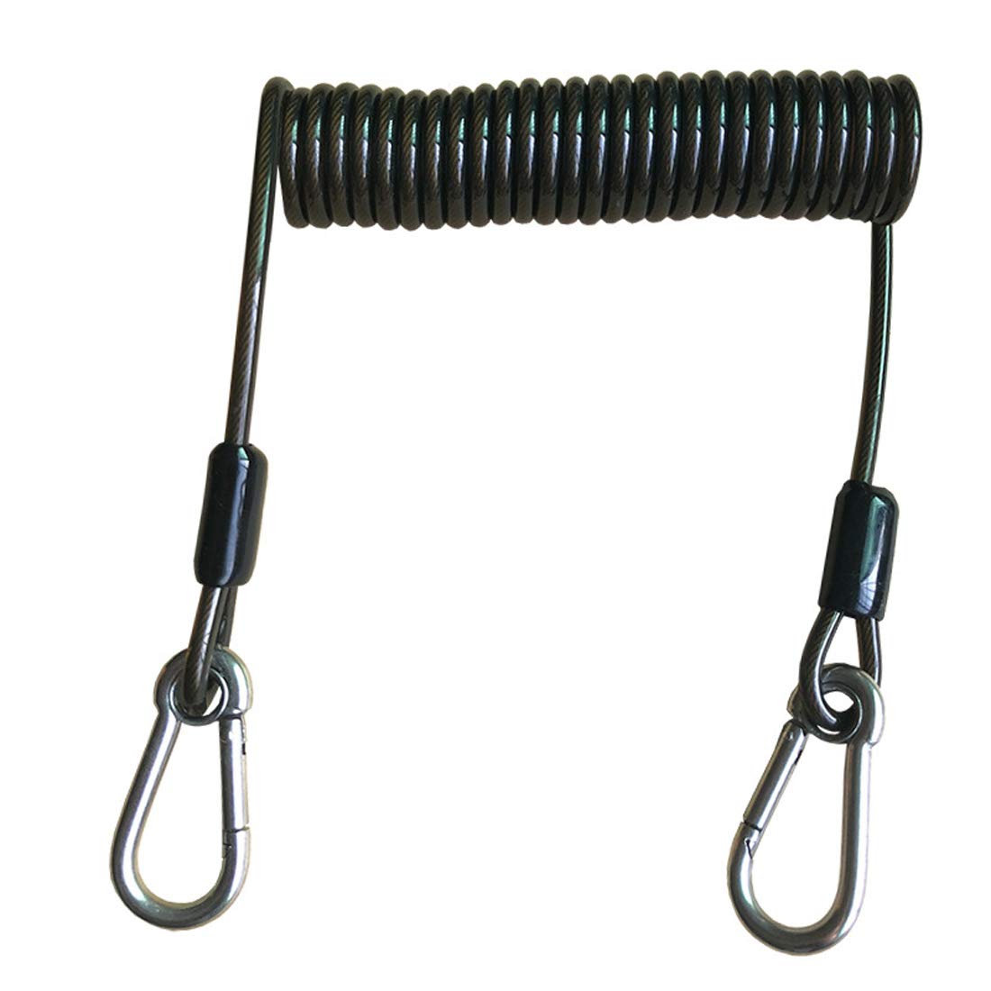 Fuwok Fishing Lanyard, Steel Wire Safety Coiled Lanyard with 2 Clips for Securing Pliers, Lip Grips, Fish Tackle Tool in Boating, Angling, Kayak, Wading, Camping and Hunting