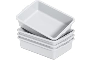 Lasbily 13 L Commercial Bus Bins, 4 Packs Plastic Bus Box, Gray Dish Tub Restaurant
