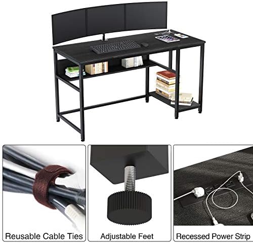 Rolanstar Computer Desk with Power Outlets, 47"/55" Office Desk with 2 Storage Shelves with Corner Protectors, Study Table, Workstation,Business Style, Stable Metal Frame, RTB00D-BL120-1 6 Rolanstar Computer Desk with Power Outlets, 47"/55" Office Desk with 2 Storage Shelves with Corner Protectors, Study Table, Workstation,Business Style, Stable Metal Frame, RTB00D-BL120-1