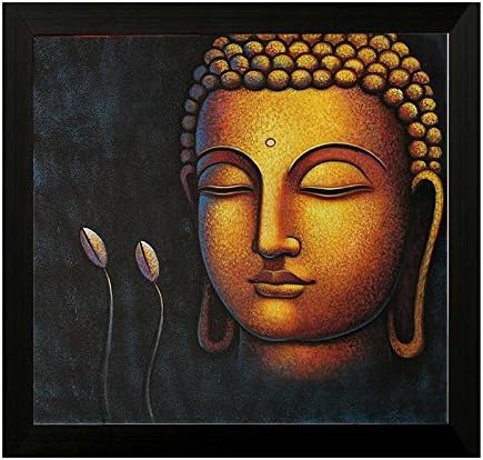 Pintura Religious Buddha Designer Painting with Wooden Frame (Frame Size 12"x12") with UV Texture