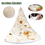 Burrito Tortilla Blanket, Realistic Burritos Wrap Giant Round Blanket, Novelty Wrap Blanket Tortilla Towel for Adults/Kids, Giant Round Beach Towel/Throw Blanket/Picnic Blanket