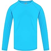 Semois Boys Swim Shirt Rash Guard Long Sleeve for Kids Size 10-12 Years Rashguard Blue Water Swimwear UPF+ 50 Swimming Shirt