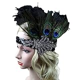 Fascigirl Peacock Feather Fascinator Headband Sequin Party Headwear for Women