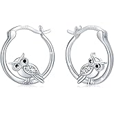 MOPOPOK Cardinal/Pig/Hedgehog/Dinosaur/Owl/Bat/Snake/Pet Paw Earrings S925 Sterling Silver Animal Hoop Earrings Jewelry Gifts for Women Birthday Christmas Mother's Day