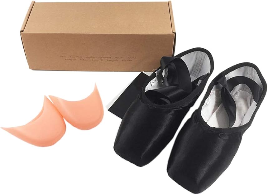 Black Ballet Pointe Shoes Satin Upper with