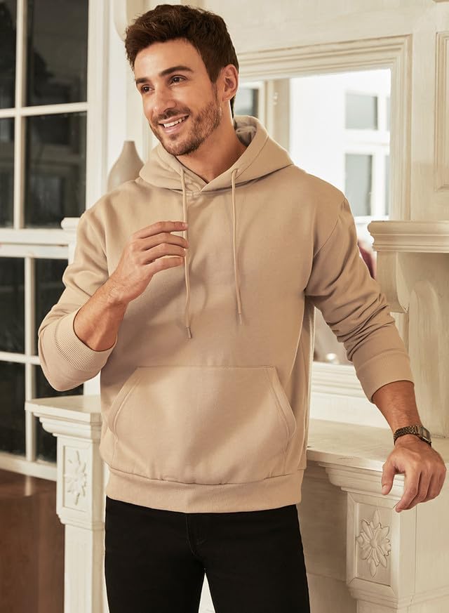 JMIERR Mens Casual Cotton Hooded Collar Drawstring Hoodies Pullover Sweatshirts Casual Long Sleeve Shirts