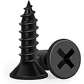 Wood Screws 1/2 Inch, FIXLINK Premium Flat Head Phillips Black Wood Screws 135 PCS, Self Tapping Electrophoresis Used in Indo