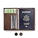 RFID Blocking Folding Leather Passport Holder Wallet For Men and Women - Brown