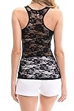 Angel Cola Women's Solid Crochet Floral Lace Racerback Tank Top