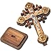 Holy Land Market Layered olive wood Cross carved by Laser with samples - hanging (12 cm or 5 inches) Small/Certificate