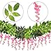 Sunm Boutique Artificial Flowers Wisteria Garland Vine Rattan Hanging for Home Garden Ceremony Wedding Arch Floral Decor, 6.6 Feet, 4pcs, Pink