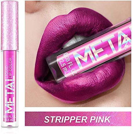FanMin Liquid Metallic Lipstick Matte Lipstick, Waterproof Kissproof Long Lasting Liquid Lipstick,Attractive Lip Color (STRIPPER PINK)
