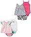 Carter's Baby Girls' 6-Piece Bodysuit Tee and Short Set, Watermelon/Stripe Floral, 6 Months