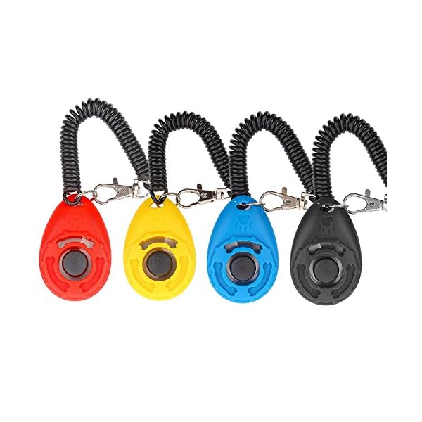 Diyife Dog Clicker, [4 PCS, Multi-Color] Dog Training Clicker with Wrist Strap for Dog Cat Horse Clickers for Dog…