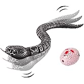 Gawertoy Remote Control Snake Toy for Kids, 16" Rechargeable Realistic RC Snake Naja Cobra Toy with Retractable Tongue and Swinging Tail, Ideal Children Halloween Christmas Birthday Gift (Black)
