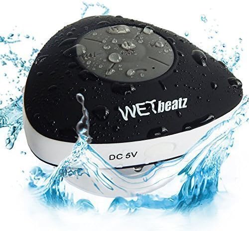 WETbeatz EDGE Waterproof Bluetooth Speaker, IPX4 Rating, Speakerphone with Built-in Mic, and Dedicated Suction Cup for Car, Beach, Pool and Outdoor Use - Black