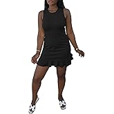 Ulovmi Women's Bodycon Mini Dress Sleeveless Crew Neck Casual Summer Tank Dresses