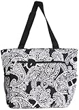 World Traveler Paisley Travel Tote Bag, Black and White