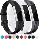 For Fitbit Alta HR and Alta Bands, Maledan Replacement Accessories Wristbands for Fitbit Alta and Alta HR, Black White Gray Large