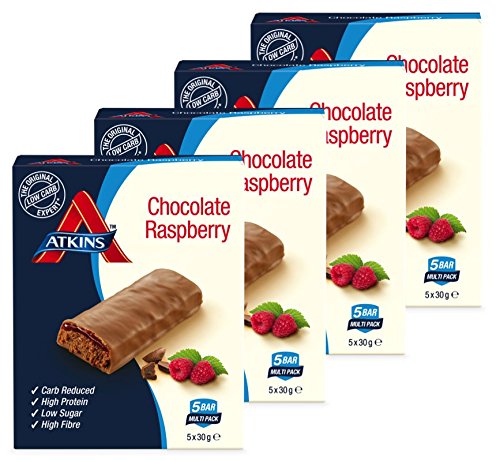 [- Atkins Chocolate Raspberry, Low Carb, High Protein Snack Bar (4 x 5 bars of 30g)  -]