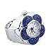 FACILLA® Women Quartz Movement Finger Ring Watch Royal Blue Flower Dial Arabic Numerals