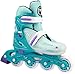 Crazy Skates Adjustable Inline Skates for Girls and Boys - Adjust to fit 4 Sizes - Model 148 - Teal/Purple (Size: Large | 5-8)