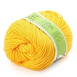 joylve Knitting Yarn Skein Baby Super Smooth Worsted Soft Natural Silk Wool Fiber Golden Yellow